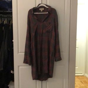 Cloth & stone XS flannel mini dress w/long sleeve